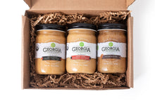 Load image into Gallery viewer, Georgia Grinders Organic Peanut Butter & Pecan Butter: Trio Gift Box - 3 Jars x 12 oz
