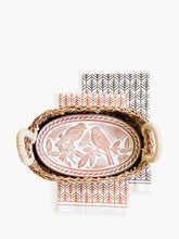 Load image into Gallery viewer, KORISSA Bread Warmer & Basket Gift Set with Tea Towel - Lovebird Oval