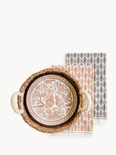 Load image into Gallery viewer, KORISSA Bread Warmer & Basket Gift Set with Tea Towel - Lovebird Round