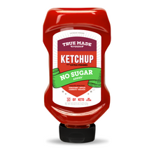 Load image into Gallery viewer, A squeeze bottle of True Made Foods No Sugar Added Ketchup on a clean white background.