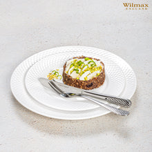 Load image into Gallery viewer, Wilmax Porcelain White Dessert Plate With Embossed Wide Rim 8" inch |Set Of 6 In Gift Box