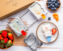 Load image into Gallery viewer, ecozoi STAINLESS STEEL POPSICLE MOLDS, 3 CAT MOLDS with REUSABLE STEEL STICKS