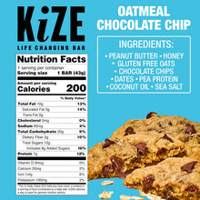 Load image into Gallery viewer, Kize Oatmeal Chocolate Chip Bar - 10 bars x 1.5 oz case