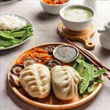 Load image into Gallery viewer, Wilmax Porcelain Set Of 6 Bamboo Round Plate 9" inch |For Appetizers / Barbecue / Steak