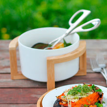 Load image into Gallery viewer, Wilmax Porcelain Bamboo Bowl & Plate Stand 10.5" inch X 4.5" inch | 27 X 11.5 Cm