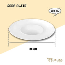 Load image into Gallery viewer, Wilmax Porcelain White Deep Plate 11" inch | 28 Cm 9 Fl Oz | 280 Ml