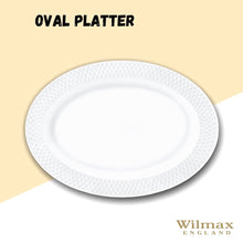 Load image into Gallery viewer, Wilmax Porcelain White Oval Platter With Embossed Wide Rim 14" inch X 10" inch |In Gift Box