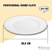 Load image into Gallery viewer, Wilmax Porcelain Professional Rolled Rim White Round Plate / Platter 12" inch |