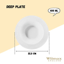 Load image into Gallery viewer, Wilmax Porcelain White Porcelain Deep Plate With Embossed Wide Rim 9" inch | Set Of 6 In Gift Box