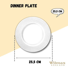 Load image into Gallery viewer, Wilmax Porcelain White Dinner Plate With Embossed Wide Rim 10" inch | Set Of 6 In Gift Box
