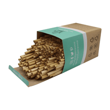 Load image into Gallery viewer, 250 count box of Holy City Straw Company Reed Straws open with straws.
