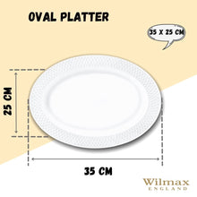 Load image into Gallery viewer, Wilmax Porcelain White Oval Platter With Embossed Wide Rim 14" inch X 10" inch |In Gift Box