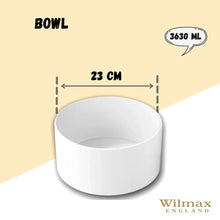 Load image into Gallery viewer, Wilmax Porcelain Deep Porcelain White Bowl 9" inch | 23 Cm 123 Fl Oz | 3630 Ml