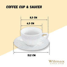 Load image into Gallery viewer, Wilmax Porcelain White 3 Oz | 90 Ml Coffee Cup & Saucer Set Of 6 In Gift Box