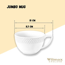 Load image into Gallery viewer, Wilmax Porcelain White Jumbo Coffee / Cappuccino Mug 17 Oz | 500 Ml Set Of 2 In Gift Box