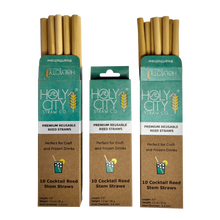Load image into Gallery viewer, Cocktail Reusable Reed Straw Bundle 3 Pack Stack