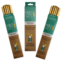 Load image into Gallery viewer, 3 Pack Bundle of Holy City Straw Company Tall Reusable Reed Straw Spread