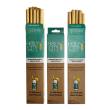 Load image into Gallery viewer, 3 Pack Bundle of Holy City Straw Company Tall Reusable Reed Straw Stacked