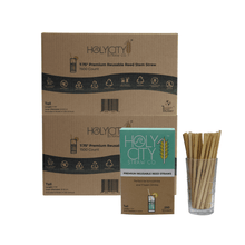 Load image into Gallery viewer, 3000 count case containing 12 boxes of 250 ct boxes of Holy City tall reusable reed Straws
