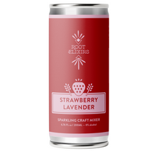 Load image into Gallery viewer, Root Elixirs Sparkling Strawberry Lavender Premium Cocktail Mixer- 8 Cans 7.5 oz