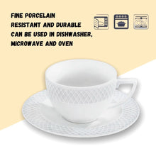 Load image into Gallery viewer, Wilmax Porcelain White 3 Oz | 90 Ml Coffee Cup & Saucer Set Of 6 In Gift Box