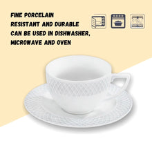 Load image into Gallery viewer, Wilmax Porcelain White 6 Oz Cappuccino Cup & 5.5" inch Saucer Set Of 6 In Gift Box