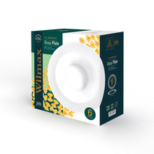 Load image into Gallery viewer, Wilmax Porcelain White Porcelain Deep Plate With Embossed Wide Rim 9" inch | Set Of 6 In Gift Box
