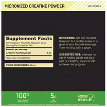 Load image into Gallery viewer, Optimum Nutrition Micronized Creatine Powder
