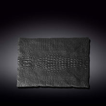Load image into Gallery viewer, Wilmax Porcelain Set Of 2 Black Porcelain Slate look Rectangular Serving Dish With Crocodile Skin Texture. 11.75" inch X 8.25" inch