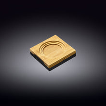 Load image into Gallery viewer, Wilmax Porcelain Set Of 5 Bamboo Tray With Build in Coaster 4" inch X 4" inch |