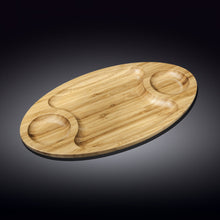 Load image into Gallery viewer, Wilmax Porcelain Set Of 3 Bamboo 3 Section Platter 16" inch X 9" inch | For Appetizers / Barbecue / Burger Sliders