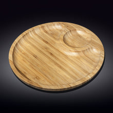 Load image into Gallery viewer, Wilmax Porcelain Bamboo Round 2 Section Platter 14" inch | For Appetizers / Barbecue / Burger Sliders