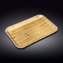 Load image into Gallery viewer, Wilmax Porcelain Set Of 3 Bamboo Platter 12" inch X 8" inch | For Appetizers / Barbecue / Burger Sliders