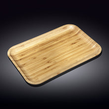 Load image into Gallery viewer, Wilmax Porcelain Bamboo Platter 13" inch X 9" inch | For Appetizers / Barbecue / Burger Sliders