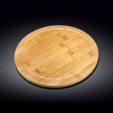 Load image into Gallery viewer, Wilmax Porcelain Bamboo Round Serving Board 12" inch | For pizza / Barbecue / Steak