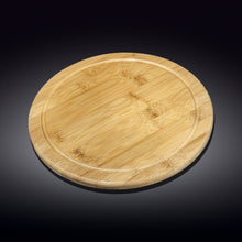 Load image into Gallery viewer, Wilmax Porcelain Set Of 2 Bamboo Round Serving Board 13" inch | For pizza / Barbecue / Steak
