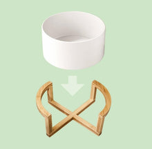 Load image into Gallery viewer, Wilmax Porcelain Medium Salad Bowl Set With Serving Tongs And A Bamboo Stand