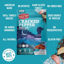 Load image into Gallery viewer, Field Trip Cracked Pepper Turkey Jerky 12oz bag - 6 bags x 12 oz case