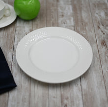 Load image into Gallery viewer, Wilmax Porcelain White Dessert Plate With Embossed Wide Rim 8" inch |Set Of 6 In Gift Box