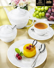 Load image into Gallery viewer, Wilmax Porcelain White Dessert Plate With Embossed Wide Rim 8" inch |Set Of 6 In Gift Box