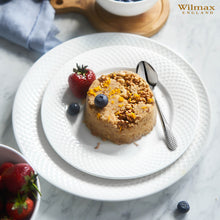 Load image into Gallery viewer, Wilmax Porcelain White Dinner Plate With Embossed Wide Rim 10" inch | Set Of 6 In Gift Box