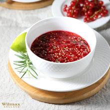 Load image into Gallery viewer, Wilmax Porcelain White Dessert Plate With Embossed Wide Rim 8" inch |Set Of 6 In Gift Box