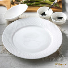 Load image into Gallery viewer, Wilmax Porcelain White Dinner Plate With Embossed Wide Rim 10" inch | Set Of 6 In Gift Box