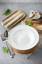 Load image into Gallery viewer, Wilmax Porcelain White Porcelain Deep Plate With Embossed Wide Rim 9" inch | Set Of 6 In Gift Box