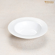 Load image into Gallery viewer, Wilmax Porcelain White Porcelain Deep Plate With Embossed Wide Rim 9" inch | Set Of 6 In Gift Box
