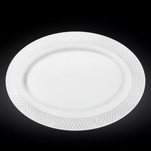 Load image into Gallery viewer, Wilmax Porcelain White Oval Platter With Embossed Wide Rim 14" inch X 10" inch |In Gift Box