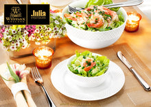 Load image into Gallery viewer, Wilmax Porcelain White Dining Bowls With Embossed Design, Set of Seven In A Gift Box
