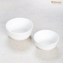 Load image into Gallery viewer, Wilmax Porcelain White Dining Bowls With Embossed Design, Set of Seven In A Gift Box