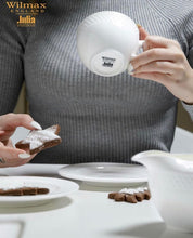 Load image into Gallery viewer, Wilmax Porcelain White 8 Oz Tea Cup & 6" inch Saucer Set Of 6 In Gift Box