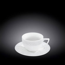 Load image into Gallery viewer, Wilmax Porcelain White 8 Oz Tea Cup & 6" inch Saucer Set Of 6 In Gift Box